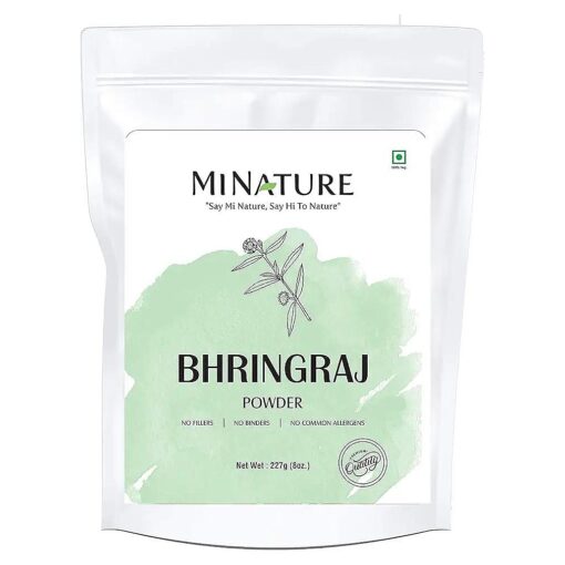 Bhringraj Powder ( Eclipta Prostrata ) by mi nature | 227g ( 8 oz ) ( 0.5 lb ) | 100 % Natural and Pure | Hair Growth | Hair Pack | Improves Hair quality | Resealable zip lock pouch