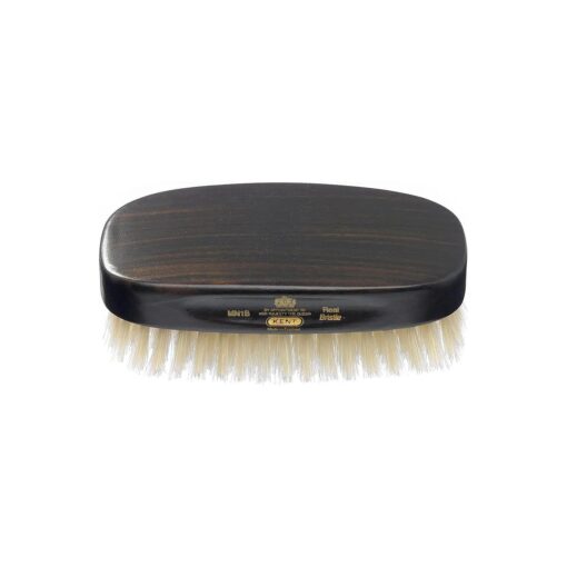 Kent MN1B Finest Men 's Military Style Rectangular Ebonywood Hair Brush with 100 % Natural White Boar Bristle - Ideal for Fine or Thinning Hair, Sensitive Scalp Brush, 360 Wave, and Beard Straightener