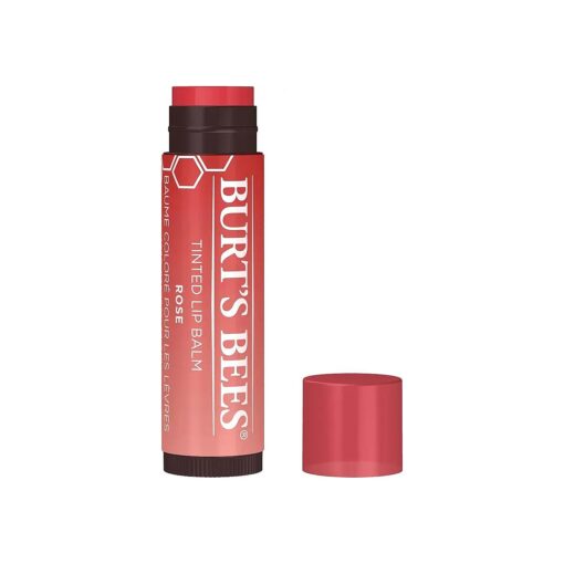 Burt 's Bees 100 % Natural Tinted Lip Balm, Rose with Shea Butter & Botanical Waxes, 0.15 Oz