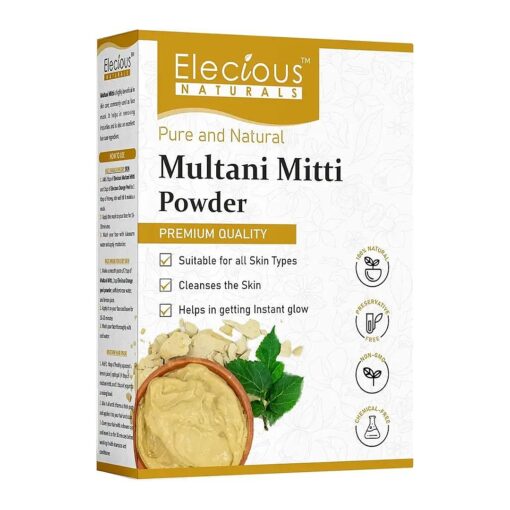 100 % Natural Multani Mitti Powder for Exfoliating, Soothing, Nourishing, Smoothening Face, Skin and Hair Fuller 's Earth, Bentonite Clay 200gm