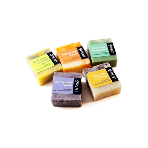 5pcs Mini Sampler Set ( 02 ) - Guest Soap - Travel Soap - 100 % Natural & Organic Materials - Handcrafted Herbal Soap - Gentle and Effective Facial, Hand and Body Cleansing Soap Bars - Deeply Moisturizing Soft Soap - * * Sodium Lauryl Sulfate ( SLS ), Paraben and Phthalate FREE - 100 % Satisfaction GUARANTEED - 5PMS02