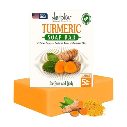 Natural Turmeric Soap Bar for Face & Body - Turmeric Skin Brightening Soap for Dark Spots, Intimate Areas, Underarms - Turmeric Face Wash Reduces Acne, Fades Scars & Cleanses Skin - 5oz Made in USA ...