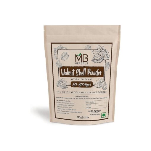 MB Herbals Walnut Shell Powder 8 oz / 0.5 LB 227G | For Natural Face Scrub Soap & Exfoliating Face Mask Formulations Exfoliates Skin Gently - No Silica - 100 % Natural