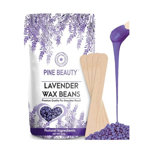 Wax Beads Hard Wax Beans Complete Kit for Painless Hair Removal With 10 Extra Waxing Spatula Applicator for Bikini Area, Face, Legs, Eyebrow, Body Pearl Wax Warmer and Brazilian Wax ( LAVENDER 1.1 )