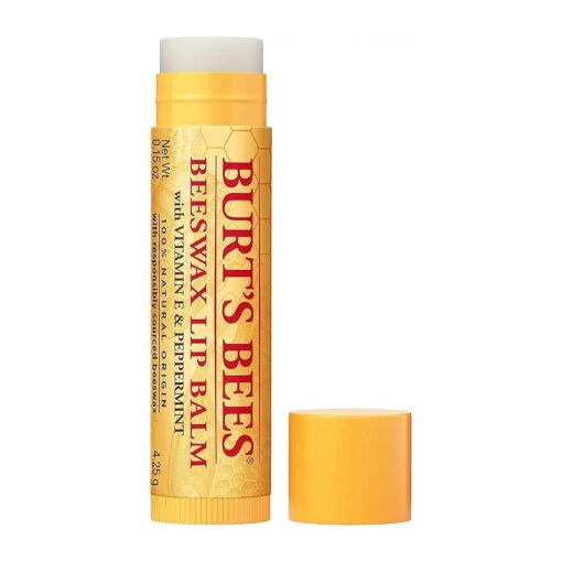 Burt 's Bees 100 % Natural Origin Moisturizing Lip Balm, Original Beeswax with Vitamin E & Peppermint Oil, 1 Tube