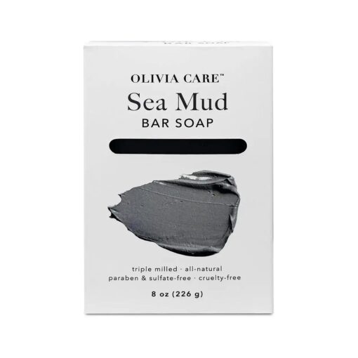 Olivia Care Sea Mud Bar Soap 100 % Natural, Vegan & Organic - For Face & Body -Nourish, Exfoliate, Hydrate - Leave Skin Purified & Glowing - 8 OZ