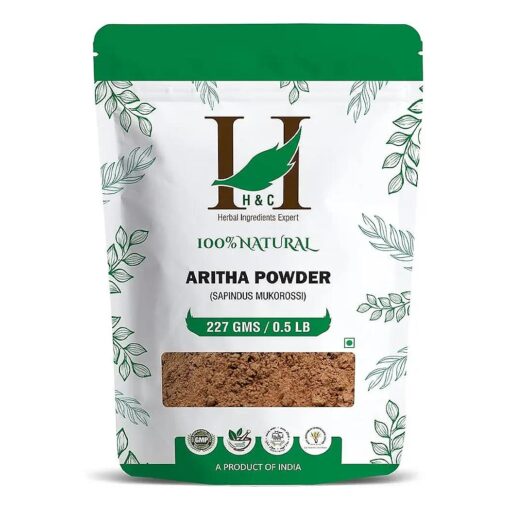 H & C 100 % NATURAL AND PURE ARITHA POWDER- SAPINDUS MUKOROSSI- 227G / 0.5 LB- SOAPNUT POWDER MASK FOR HAIR