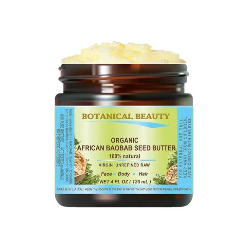 ORGANIC BAOBAB SEED OIL BUTTER 100 % Natural RAW VIRGIN UNREFINED for Skin, Hair, Lip and Nail Care, 4 Fl, oz, - 120 ml .