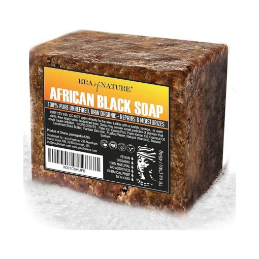 Best Raw ORGANIC AFRICAN BLACK SOAP, for Dry Skin and Skin Conditions, Pure & Natural Ingredients, Imported From Ghana - 1lb ( 16oz )