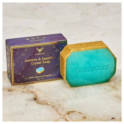 Jasmine Crystal Soap Bar - 100 % Natural Organic Hand Body Soaps Bars - Luxury Aromatherapy Skincare Acne Gift Essentials for Bath Beauty Women Mother Him Her Gifts Set Birthday Ideas - 90g