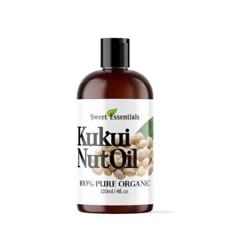 100 % Organic Kukui Nut Oil | Imported From Hawaii | Various Sizes | 100 % Pure | Cold-Pressed | Natural Moisturizer for Skin, Hair and Face | By Sweet Essentials ( 4 fl oz )