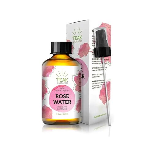 ROSE WATER TONER by Teak Naturals, 100 % Organic Natural Moroccan Rosewater ( Chemical Free ) 4 oz