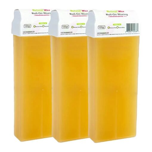 Natural Wax Honey Roll-On Waxing Cartridge - Natural 100 % Organic Wax Roller - Does Not Leave Residues - Hair Removal Roller Wax ( Pack of 3 )