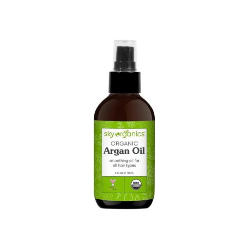 Sky Organics Organic Argan Oil for Hair, 100 % Pure & Cold-Pressed USDA Certified Organic to Hydrate, Soften & Smooth, 4 fl, Oz + Ebook