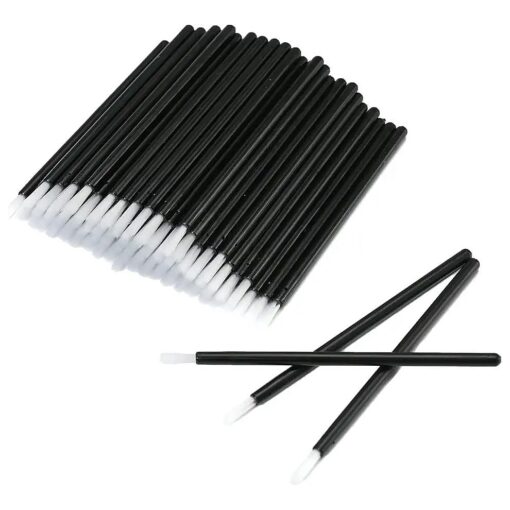 100 Pcs Disposable Makeup Lip Brushes PYO Cookie Paint Brushes Nail Polish Brushes Cosmetic Lip Brush Wands mini paint brushes for cookies ( Black )