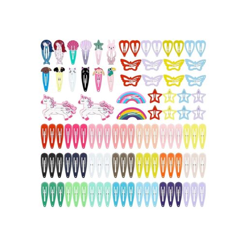 Hair Clips for Girls, CYBAUG 100-Pack Metal Barettes and Hair Clips for Toddlers, Girls, Kids, Women, Cute Snap Hair Barrettes for Fine/Thick Hair Colored Hair Accessories - 2 inch