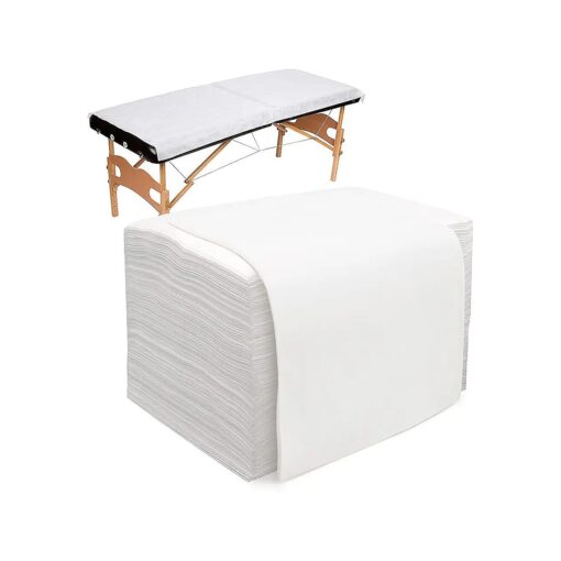 100 Pcs Massage Table Sheets, Disposable Massage Table Sheets NonWoven Fabric Disposable Bed Sheets for Massage, Tattoo, SPA - 31.5 x 71" ( White )