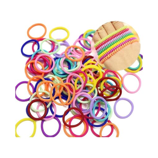 Spiral Hair Ties 100 Pcs, No Crease Hair Ties, Phone Cord Hair Ties, Colorful Elastic Coil Hair Ties for Women Girls