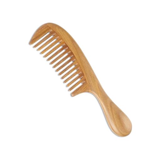 Onedor Handmade 100 % Natural Green Sandalwood Hair Combs - Anti-Static Sandalwood Scent Natural Hair Detangler Wooden Comb ( Wide Tooth ) ,1 Count ( Pack of 1 )