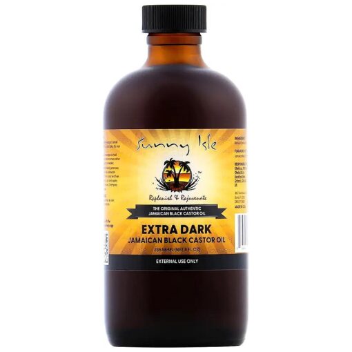 Sunny Isle Extra Dark Jamaican Black Castor Oil, 8 fl, oz, | 100 % Natural High Potency Treatment for Hair, Scalp