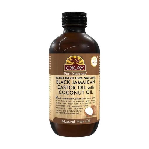 OKAY | Extra Dark 100 % Natural Black Jamaican Castor Oil with Coconut Oil | For All Hair Textures & Skin Types | Grow Strong Healthy Hair - Moisturize & Revitalize Skin | 4 Oz