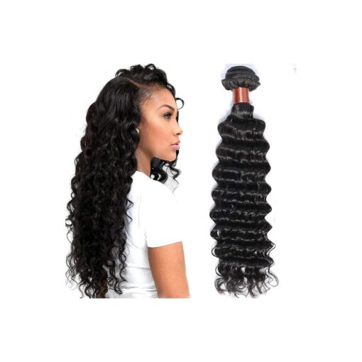 Hair Peruvian Virgin Hair Deep Wave One Bundle 16Inch Wet and Wavy Human Hair 100 % Unprocessed Virgin Human Hair Extension 95-105g/pc Natural Black Color Can Be Dyed and Bleached