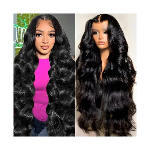 30 Inch 13x6 Lace Front Wigs Human Hair 200 Density Body Wave HD Lace Front Wigs Human Hair Pre Plucked Natural Color Glueless Wig 100 % Virgin Human Hair Lace Front Wigs for Women