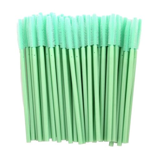 Professional Disposable Silicone Eyelash Mascara Brushes Wands Applicator Makeup Kits ( Pack of 100, Mint Green )