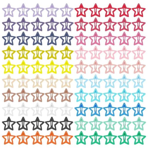 100 Pcs Star Hair Clips Non-slip Toddlers Colorful Cute Mixed Color Metal Hair Barrettes Hair Accessories for Women Girls