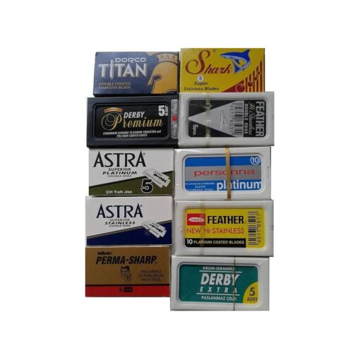 NEW 100 Shaving Safety Razor Double Edge Blades of 10 Top Brands - Feather ASTRA PERSONNA.Sampler Pack