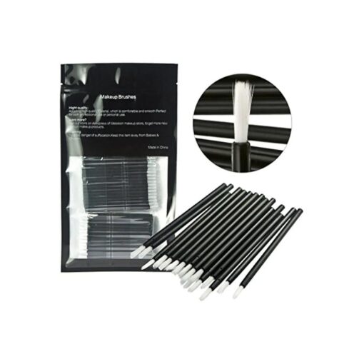 100 Pcs Disposable Makeup Lip Brushes Lipstick Lip Gloss Applicators with Soft Brush Head Cosmetic Lip Brush Wands - Black