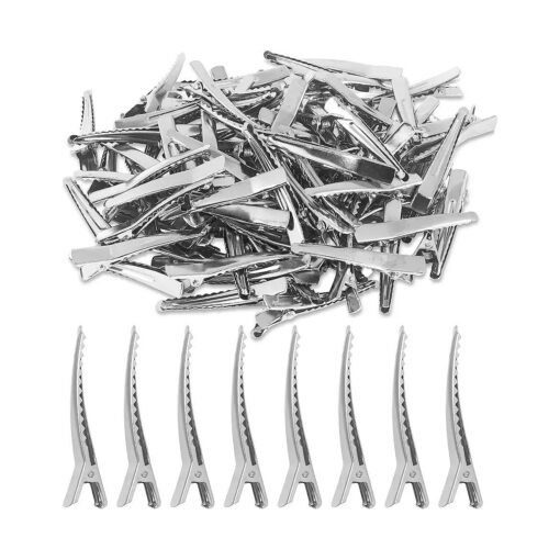 4.5cm Silver Alligator Teeth Prongs Clips Holders for Hair Care, Arts & Crafts Projects, Dry Hanging Clothing, Office Paper Document Organization ( 100 Pieces )