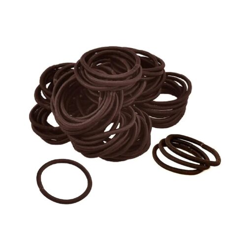 Kenz Laurenz 100 Hair Elastics Hair Ties No Crease Ouchless Ponytail Holders No Metal 4mm ( 100 Hair Elastics-Brown )