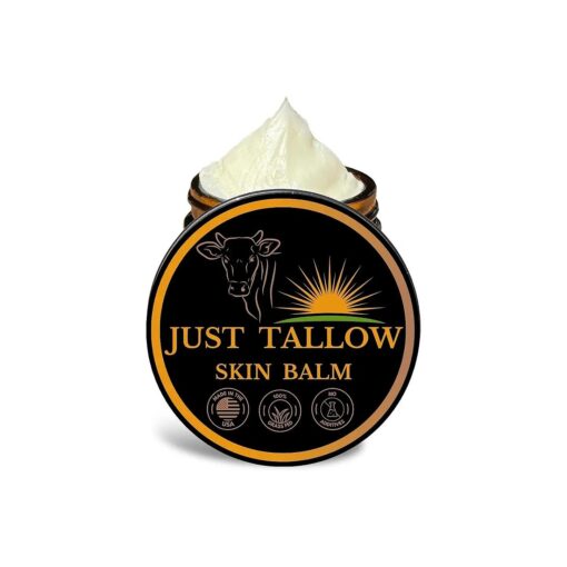 Just Tallow 100 % Grass Fed Grass Finished Beef Tallow Whipped Balm For Skin Care Full Body & Face Moisturizer For Sensitive Skin, All-Purpose Whipped Tallow Skin Cream ( Unscented )