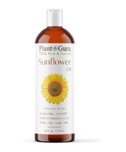 Sunflower Oil 16 oz Cold Pressed Carrier 100 % Pure Natural For Skin, Body, Face, and Hair Growth Moisturizer, Great For Creams, Lotions, Lip balm and Soap Making