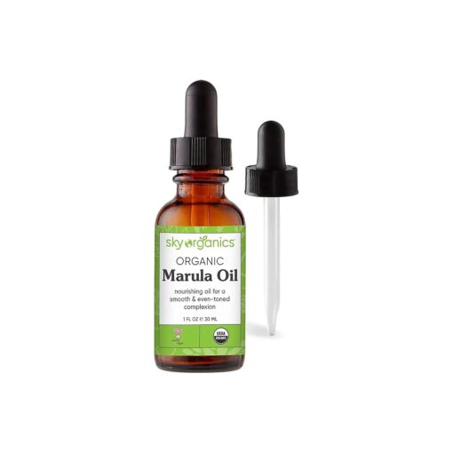 Sky Organics Organic Marula Oil for Face 100 % Pure & Cold-Pressed USDA Certified Organic to Replenish, Balance & Boost Glow, 1 fl, Oz