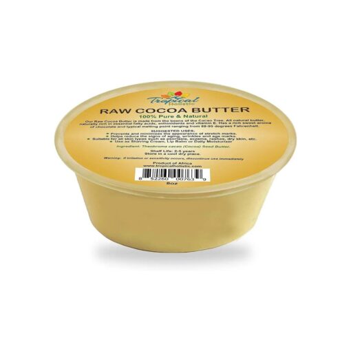 Raw Cocoa Butter 8oz, All-Natural 100 % Pure African Cocoa Butter for Head To Toe Use - Ideal for DIY Lip Balm, Stretch Marks, Cacao Butter Lotion - Moisturizer for Skin & Hair