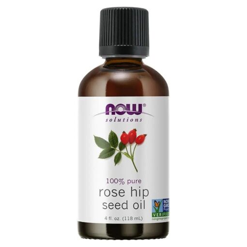 NOW Solutions, Rose Hip Seed Oil, 100 % Pure, Nourishing and Renewing, For Facial Care, Vegan, Child Resistant Cap, 4-Ounce