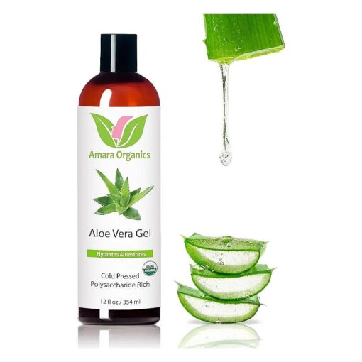 USDA Organic Aloe Vera Gel - For Face, Body, Hair - 100 % Pure, After Sun Care