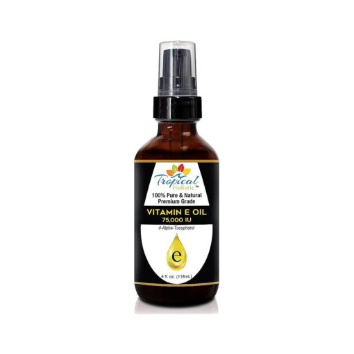 100 % Pure Vitamin E Oil ( 4oz / 118mL ) - 75,000 IU Plant Based Natural D-Alpha Tocopherol for Hydrated Skin, Scars, Age Spot, Full Bathe Body Oil, Nails, Face & Hair