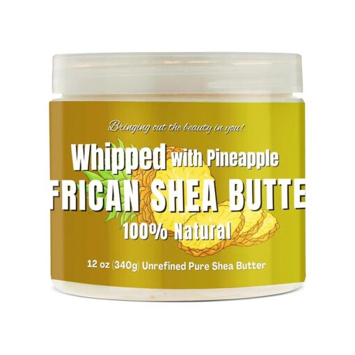 RA COSMETICS Whipped Shea Butter Pineapple - 12oz | 100 % Pure & Natural African Shea Butter for Men & Women - Ultimate Handcrafted Moisturizer with Essential Vitamins for Radiant Skin & Luscious Hair