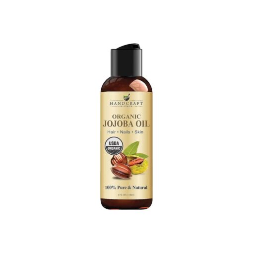 Handcraft Blends USDA Organic Jojoba Oil - 4 Fl Oz - 100 % Pure and Natural - Premium Grade Oil for Skin and Hair - Anti-Aging Oil - Cold-Pressed and Hexane-Free