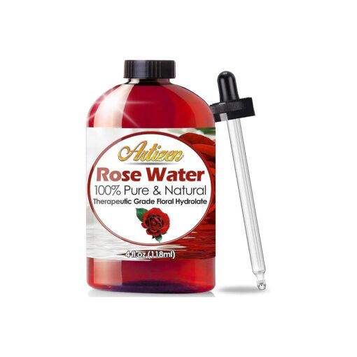 Artizen 100 % Pure Rose Water ( HUGE 4 OUNCE BOTTLE ) Natural Moroccan Rosewater - Beautiful Fresh Fragrance - Perfect Facial & Skin Toner & Moisturizer