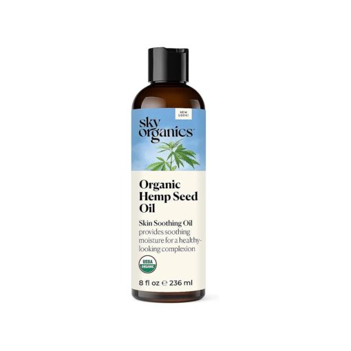 Sky Organics Organic Hemp Seed Oil for Face, 100 % Pure & Cold-Pressed USDA Certified Organic to Nourish, Soothe, 8 fl, Oz .