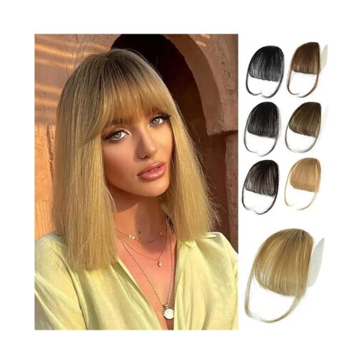 NAYOO Bangs Hair Clip in Bangs 100 % Real Human Hair Extensions Wispy Bangs Clip On Air Bangs for Women Fringe with Temples Hairpieces Curved Bangs for Daily Wear