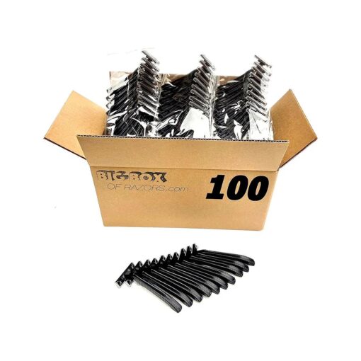 100 Twin Blade Black Disposable Razors in Bulk - Professional or Home Use