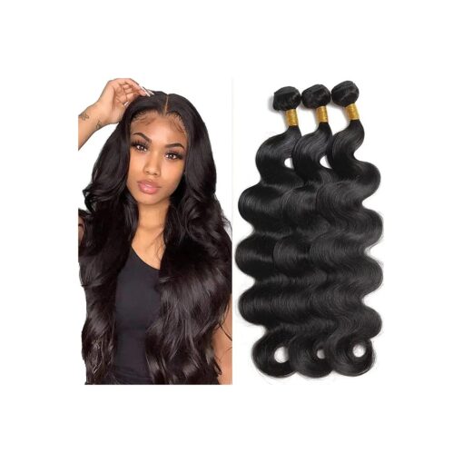 Human Hair Bundles Body Wave Bundles Human Hair 22 24 26 Inch 10A Grade 100 % Unprocessed Brazilian Virgin Hair Body Wave 3 Bundles Human Hair Extensions for Black Women Natural Color