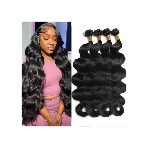 12A Human Hair Bundles Body Wave Bundles Human Hair 20 22 24 26 Inch 4 Bundles 100 % Unprocessed Brazilian Virgin Hair Deals Quick Weave Bundles Human Hair Extension Natural color