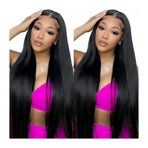 32 Inch Human Hair Wigs for Black Women 13x4 Lace Wigs Straight Lace Front Wigs Human Hair HD Lace Frontal Wigs Human Hair 250 % Density Pre Plucked with Baby Hair Brazilian Human Hair Glueless Wig