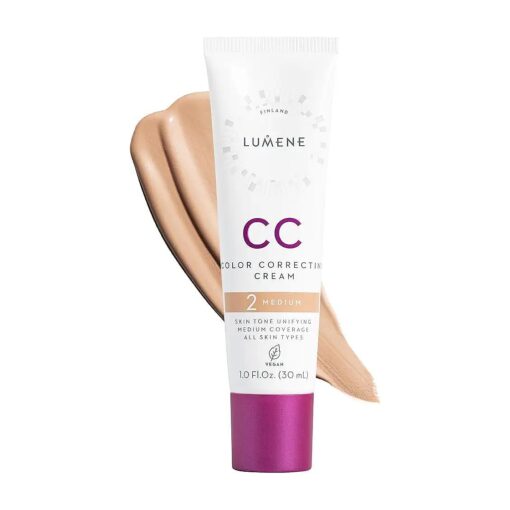 Color Corrector CC Cream - Lightweight Foundation with Medium Coverage - Redness Reducing Face Makeup for a Glowing Complexion - Vegan Formula + Suitable for All Skin Types - Medium ( 1 fl oz )